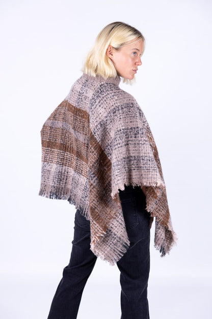 Surkana - Poncho a quadri con zip