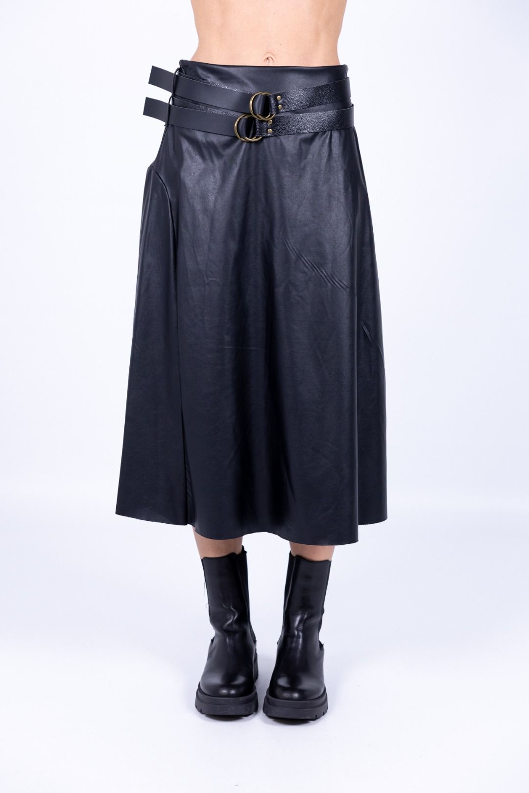 Le Streghe - Gonna Ecopelle con fibbie