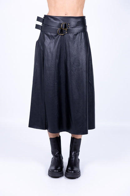 Le Streghe - Gonna Ecopelle con fibbie