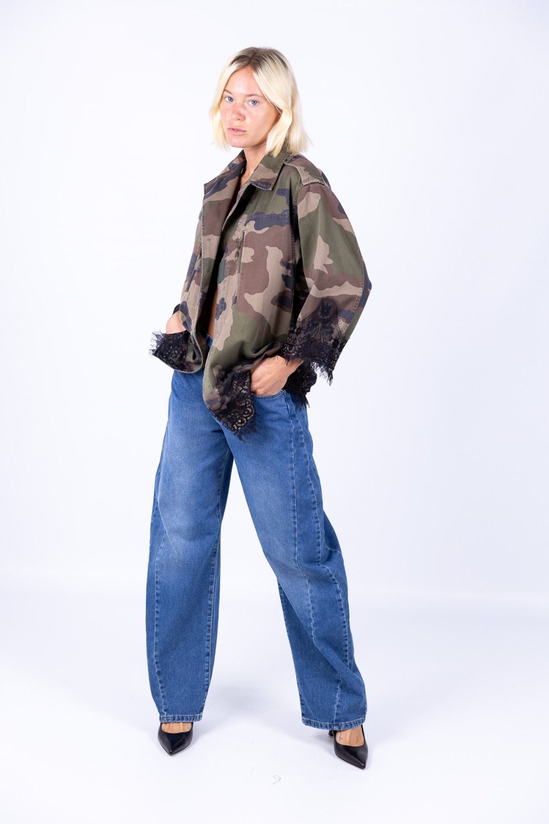 Tensione In - Giacca camouflage con pizzo