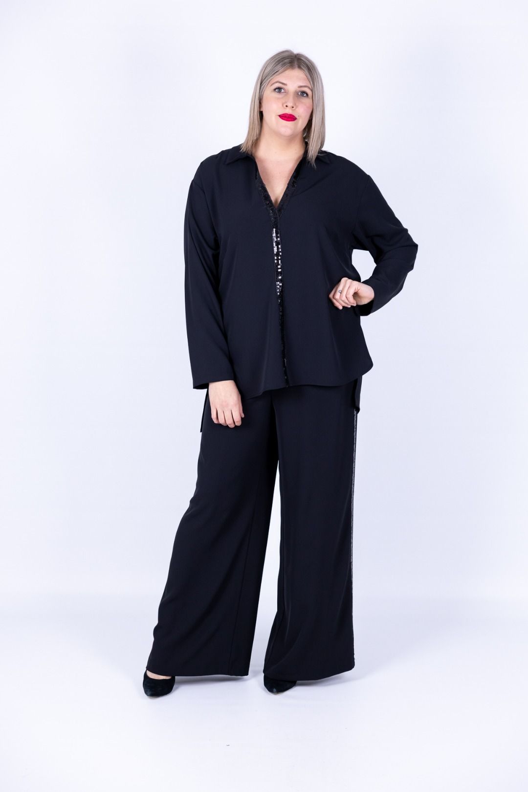 Dejavu - Camicia con colletto in paillettes