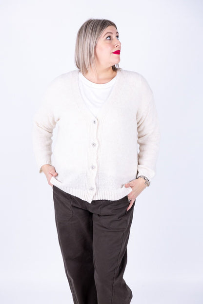 Susy Star - Cardigan con bottone gioiello